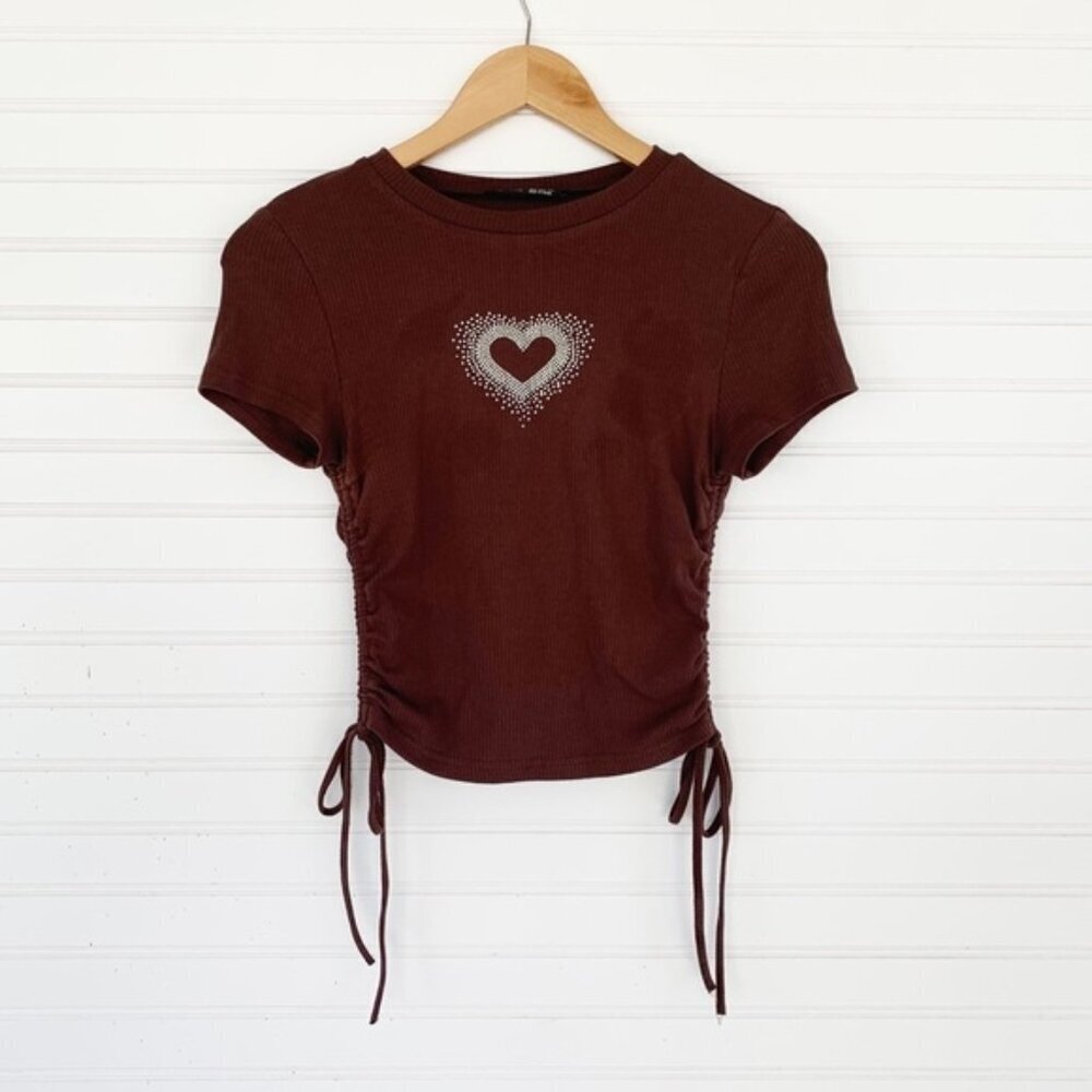 shein brown heart top